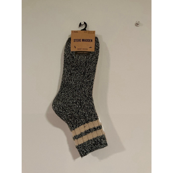 Steve Madden Boot Sock Package of 2…Black/Tan Size Woman’s 5-10 - Picture 2 of 4